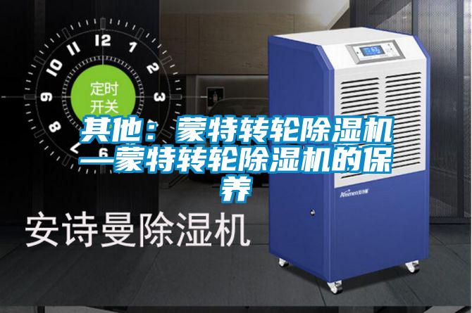 其他:蒙特轉輪除濕機—蒙特轉輪除濕機的保養