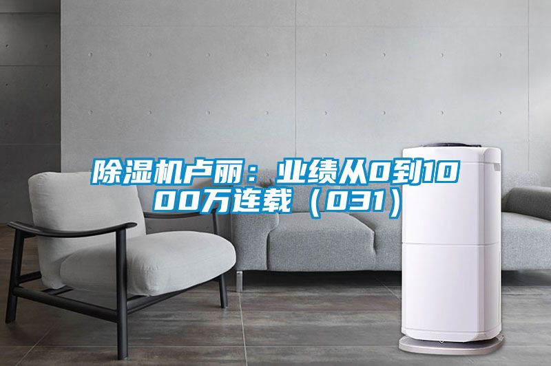 除濕機盧麗：業績從0到1000萬連載（031）