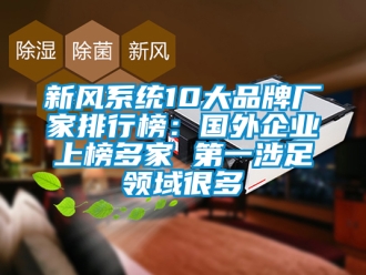 企業新聞新風系統10大品牌廠家排行榜：國外企業上榜多家 第一涉足領域很多