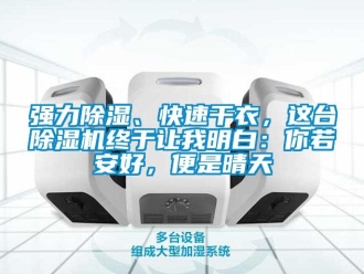 行業(yè)新聞強(qiáng)力除濕、快速干衣，這臺(tái)除濕機(jī)終于讓我明白：你若安好，便是晴天